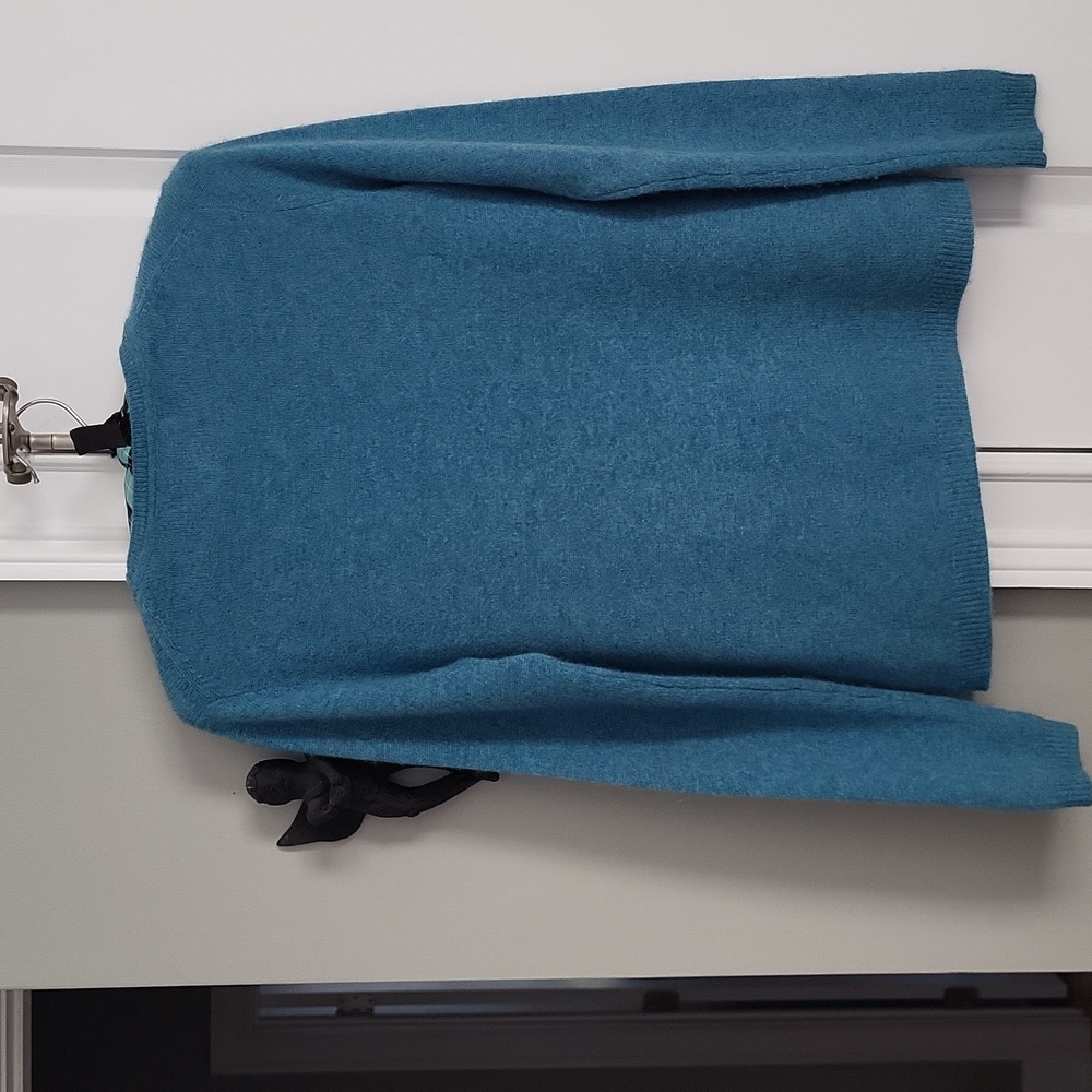 Ellen Tracy 100% Cashmere Crewneck Sweater - Heathered Turquoise Blue - S - Picture 3 of 4